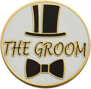 Novel Merk Groom & Groomsmen Wedding Bridal Party Lapel Pin, Hat Pin & Tie Tack Set with Clutch Back