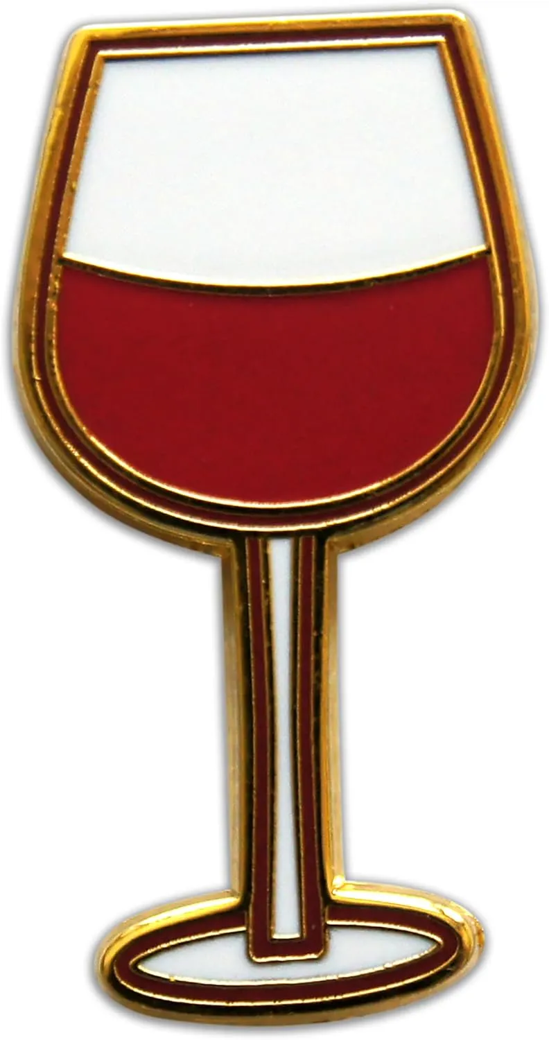 Novel Merk Wine Glass & Barrels - Winery Lapel Pin, Hat Pin & Tie Tack Set - with Clutch Back