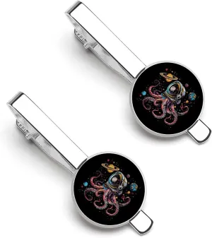 Octopus Astronaut Tie Clip Tack Pins Cufflinks Necktie Bar Pinch Business Wedding Clothing Accessories for Men Women