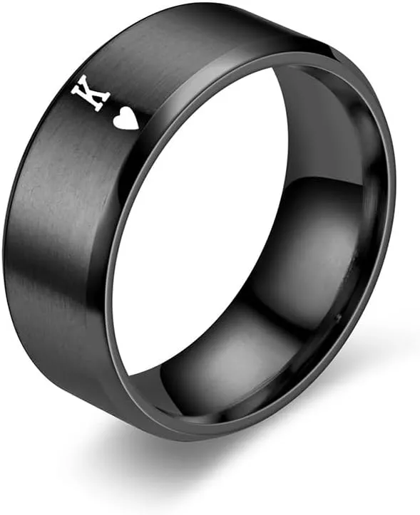 OIDIMS Kings And Queens Matching Rings for Him and Her K&Q Couples Wedding Engagement Ring Comfort Fit Finger Band Stainless Steel Statement Promise Anniversary Valentines Day Xmas Gift for Women Men