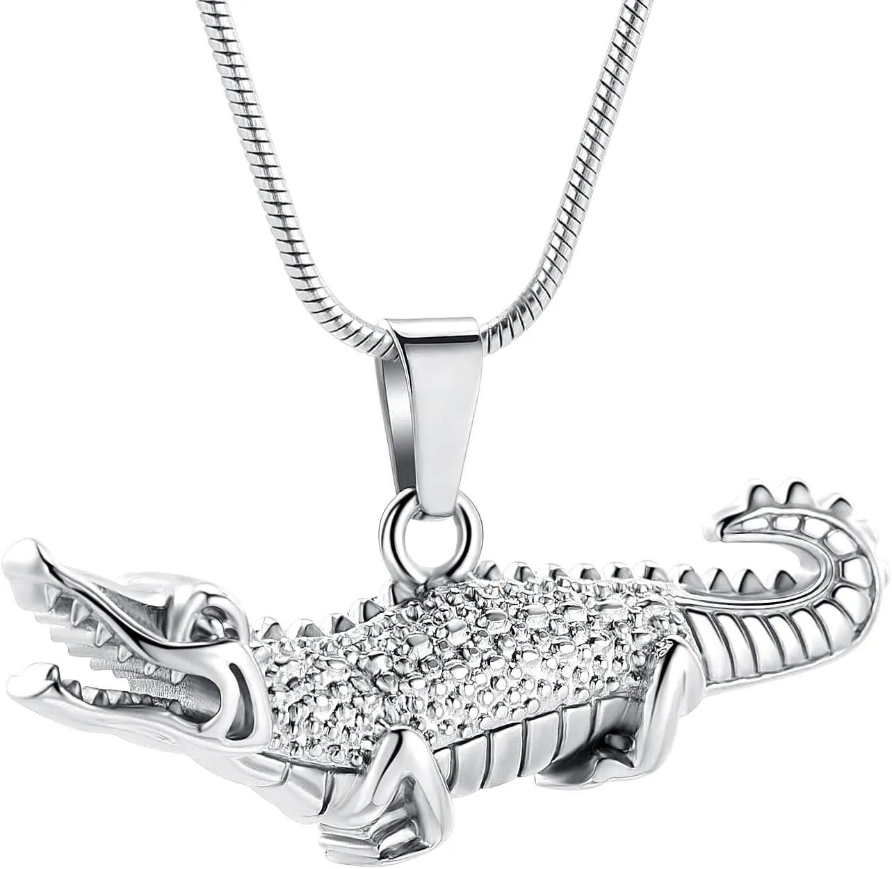 Oinsi Crocodile Cremation Jewelry For Ashes For Pet Stainless Steel Aligator Memorial Urn pendant Necklace For Men Keepsake Jewelry Gifts
