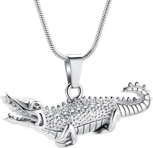 Oinsi Crocodile Cremation Jewelry For Ashes For Pet Stainless Steel Aligator Memorial Urn pendant Necklace For Men Keepsake Jewelry Gifts