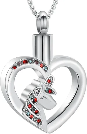 Oinsi Unicorn Cremation Jewelry For Ashes Of Loved One Keepsake Memorial Urn Necklace Pendant Women Girls Fashion Jewelry