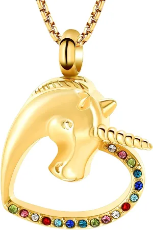 Oinsi Unicorn Cremation Jewelry For Ashes Of Loved One Keepsake Memorial Urn Necklace Pendant Women Girls Fashion Jewelry