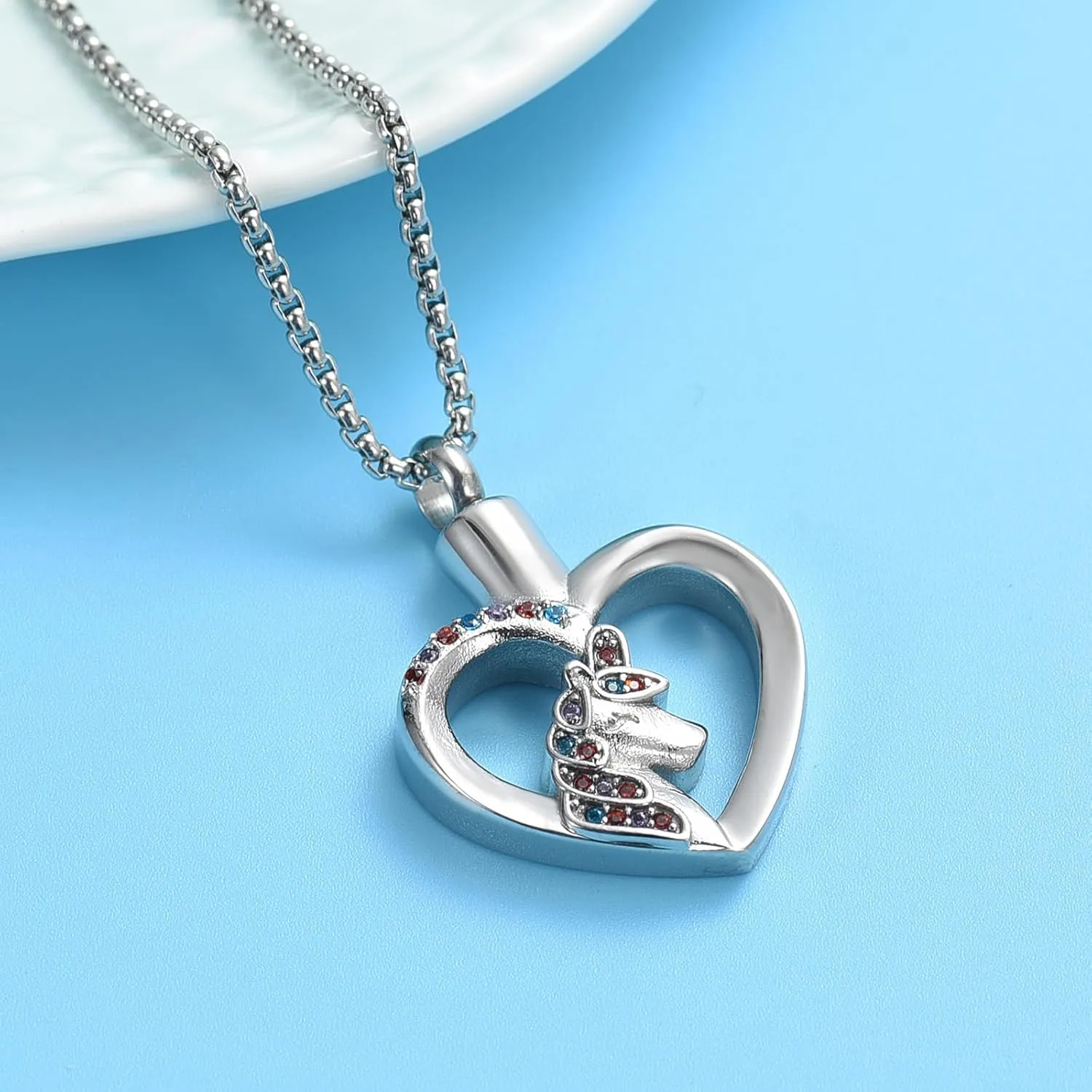 Oinsi Unicorn Cremation Jewelry For Ashes Of Loved One Keepsake Memorial Urn Necklace Pendant Women Girls Fashion Jewelry