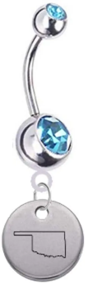 Oklahoma State Silhouette Belly Button Navel Ring - Customize Your Gem Color