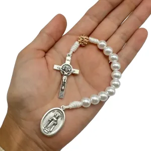One Decade Simple Catholic Rosary Chaplet Colorful Prayer Beads Patron Saint Medal St Michael Padre Pio