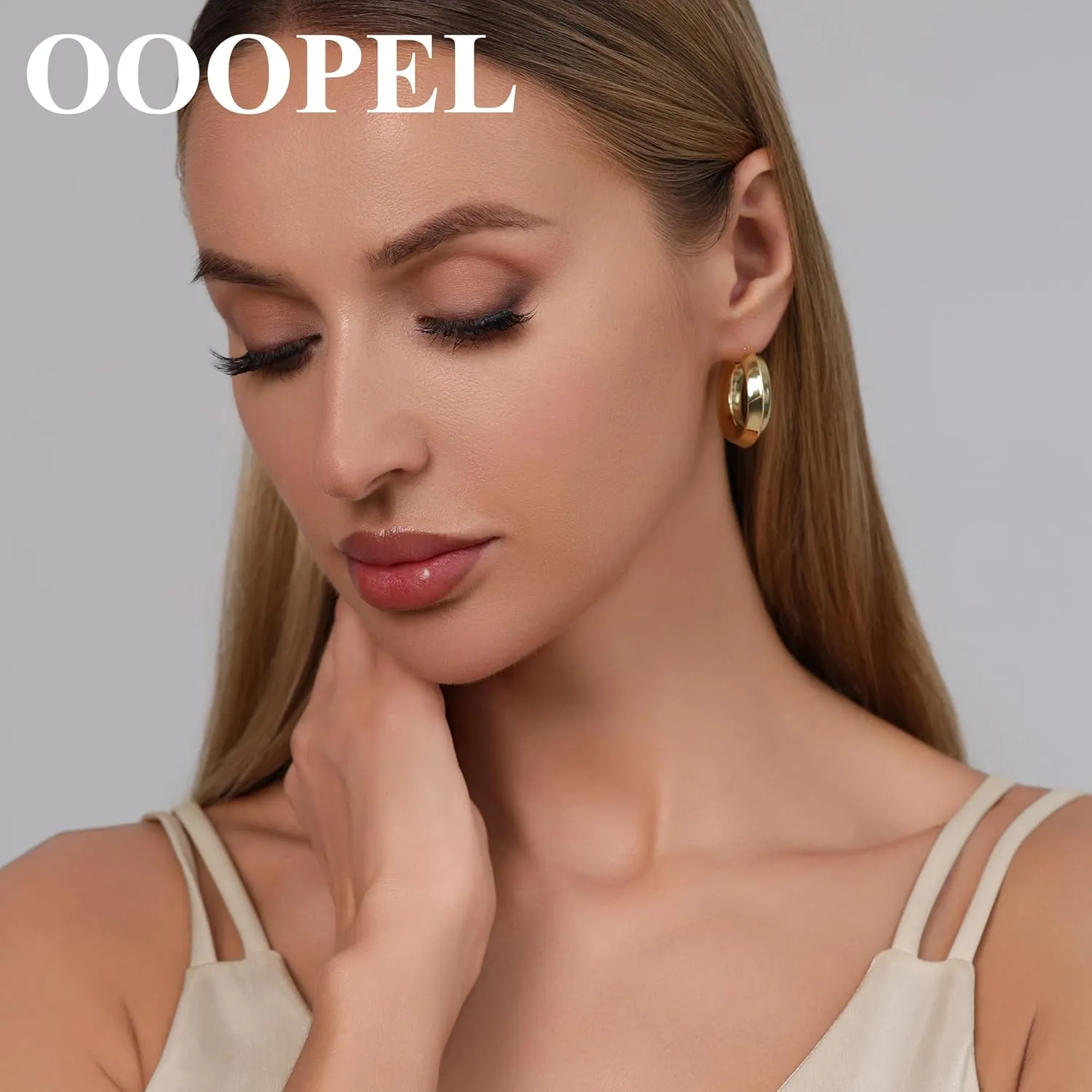 OOOPEL 7mm Thick Gold Chunky Earrings 925 Sterling Silver Hoop Earrings for Women Hollow Tube Hoops Earrings Hypoallergenic Lightweight Large Hoop Earrings Women Jewelry Gifts 30/40/50/60MM