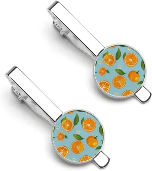 Oranges Tie Clip Tack Pins Cufflinks Necktie Bar Pinch Business Wedding Clothing Accessories for Men Women
