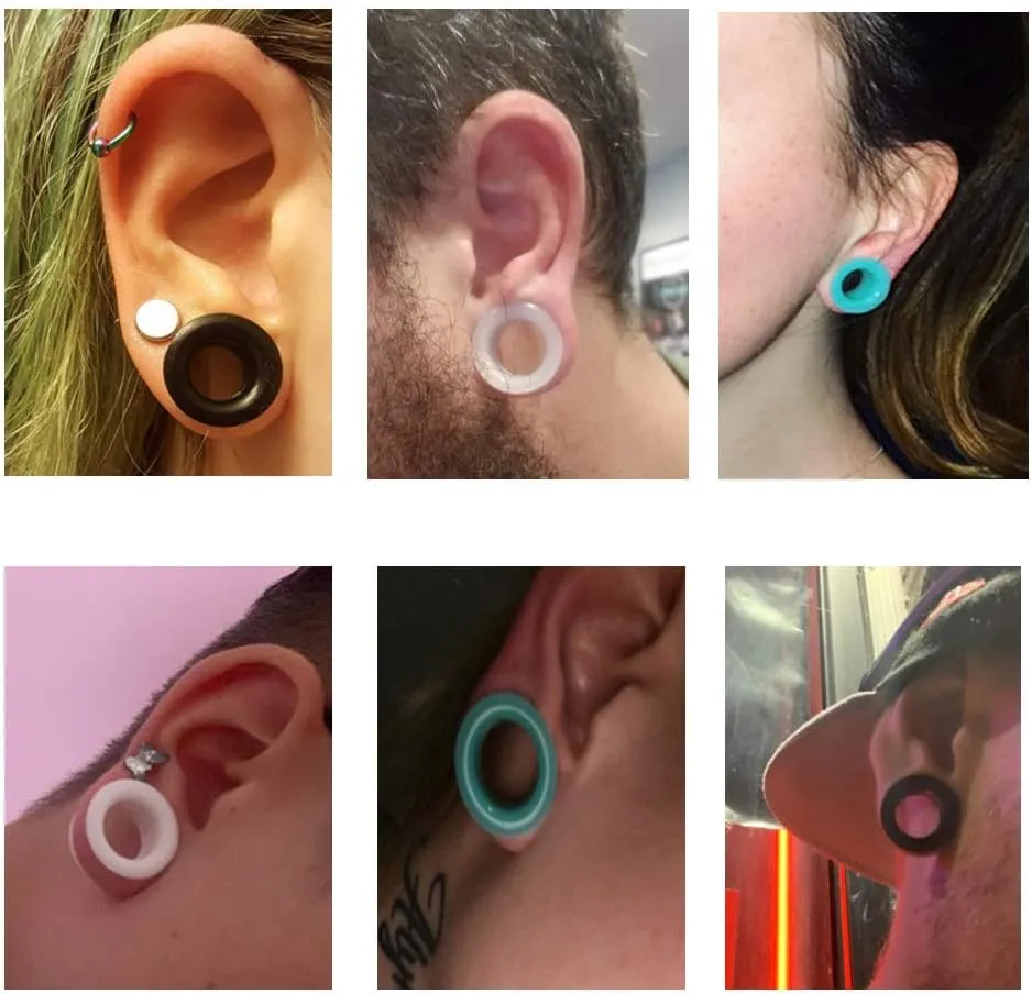 Oyaface 2 PC Colorful Hard Silicone Flexible Ear Skin Tunnels Plugs Hollow Ear Gauges 2G-25mm