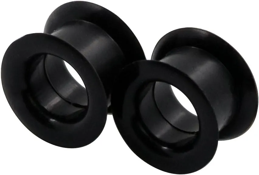 Oyaface 2 PC Colorful Hard Silicone Flexible Ear Skin Tunnels Plugs Hollow Ear Gauges 2G-25mm