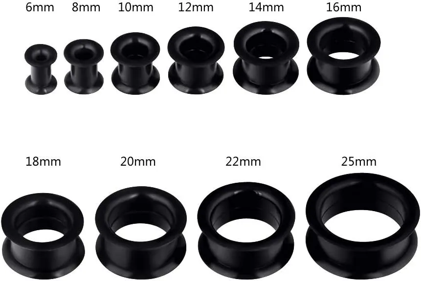 Oyaface 2 PC Colorful Hard Silicone Flexible Ear Skin Tunnels Plugs Hollow Ear Gauges 2G-25mm