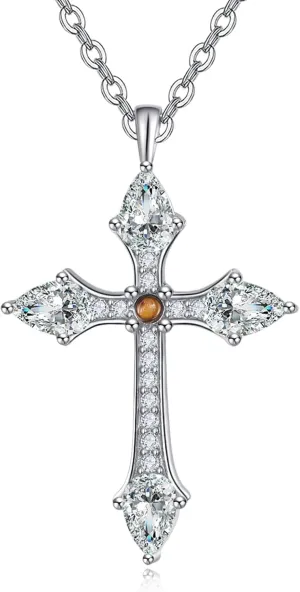 Palpitate Mustard Seed Necklace Sterling Silver Cross Pendant Necklace Women Jewelry Christian Gifts Faith - 20'' Adjustable Chain and Gift Box