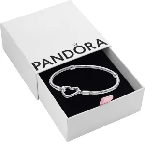 Pandora Moments Heart Clasp Snake Chain Bracelet - Charm Bracelet for Women - Compatible Moments Charms - Gift for Her - Sterling Silver - With Gift Box
