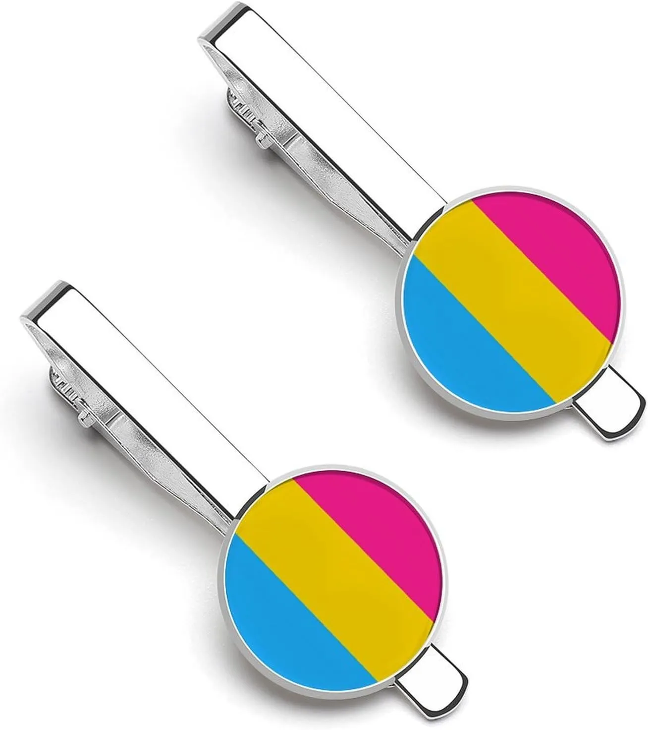 Pansexual Flag Tie Clip Tack Pins Cufflinks Necktie Bar Pinch Business Wedding Clothing Accessories for Men Women
