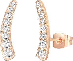 PAVOI 14K Gold Plated Cubic Zirconia Ear Crawler Stud Earrings for Women - Faux Diamond Arrow Climber Fashion Earrings - Trendy Earscape Statement Jewelry