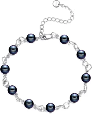 Pearl Bracelet 925 Sterling Silver Friendship Jewelry Birthday Gifts for Women Friends Daughter Sisters