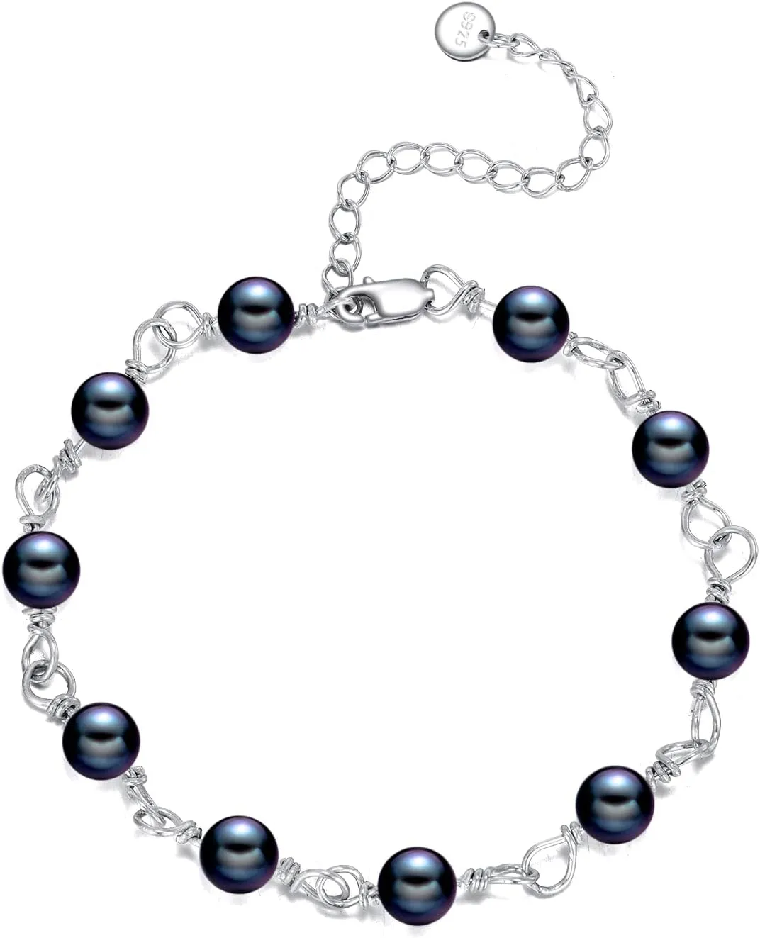 Pearl Bracelet 925 Sterling Silver Friendship Jewelry Birthday Gifts for Women Friends Daughter Sisters