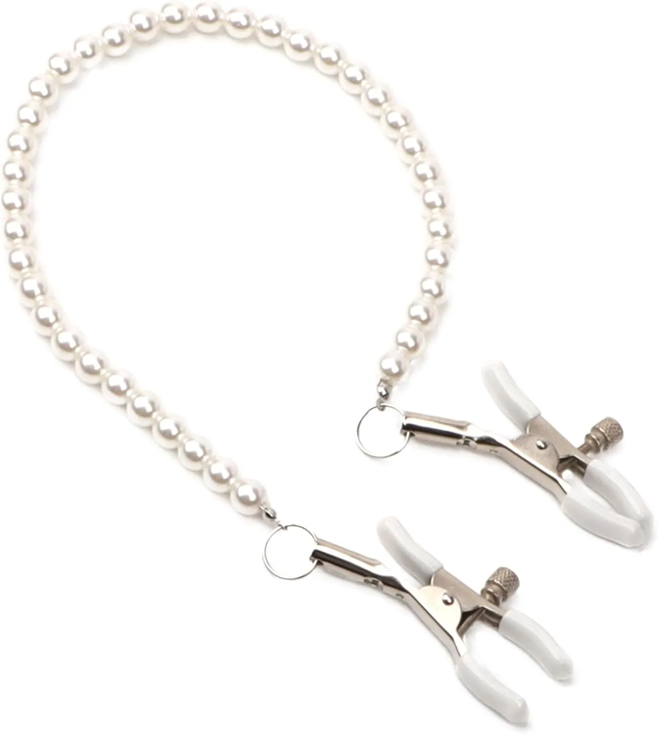 Pearl Chain Nipple Clamps with Chain Necklace Non Piercing Stainless Steel Fake Body Ring Non-Piercing Body Jewelry Clips for Women