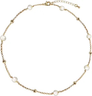 Pearl Choker Necklace 8mm Handpicked Pearl 18K Gold Plated chain Vintage Y2k Necklace Fashion Jewelry for Women Girls
