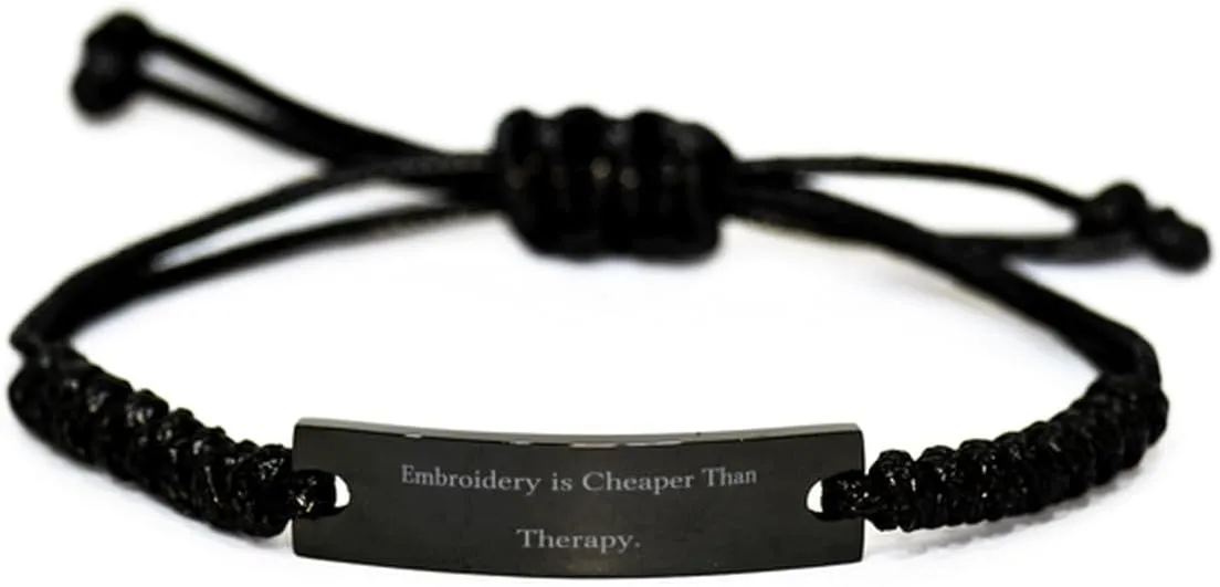 Perfect Embroidery Black Rope Bracelet, Embroidery is Cheaper Than, Present For Friends, Inappropriate Gifts From Friends, Friendship, Black bracelet, Gift for friend