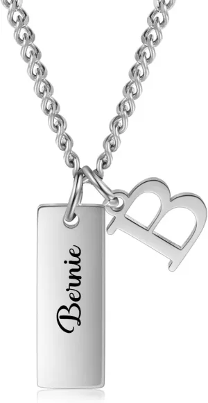 Personalized Gifts for Dad Fathers Day - Custom Name Necklace for Men Engraved Letter Pendant Necklace for Him Father Husband BF Anniversary Valentine's Day Gifts