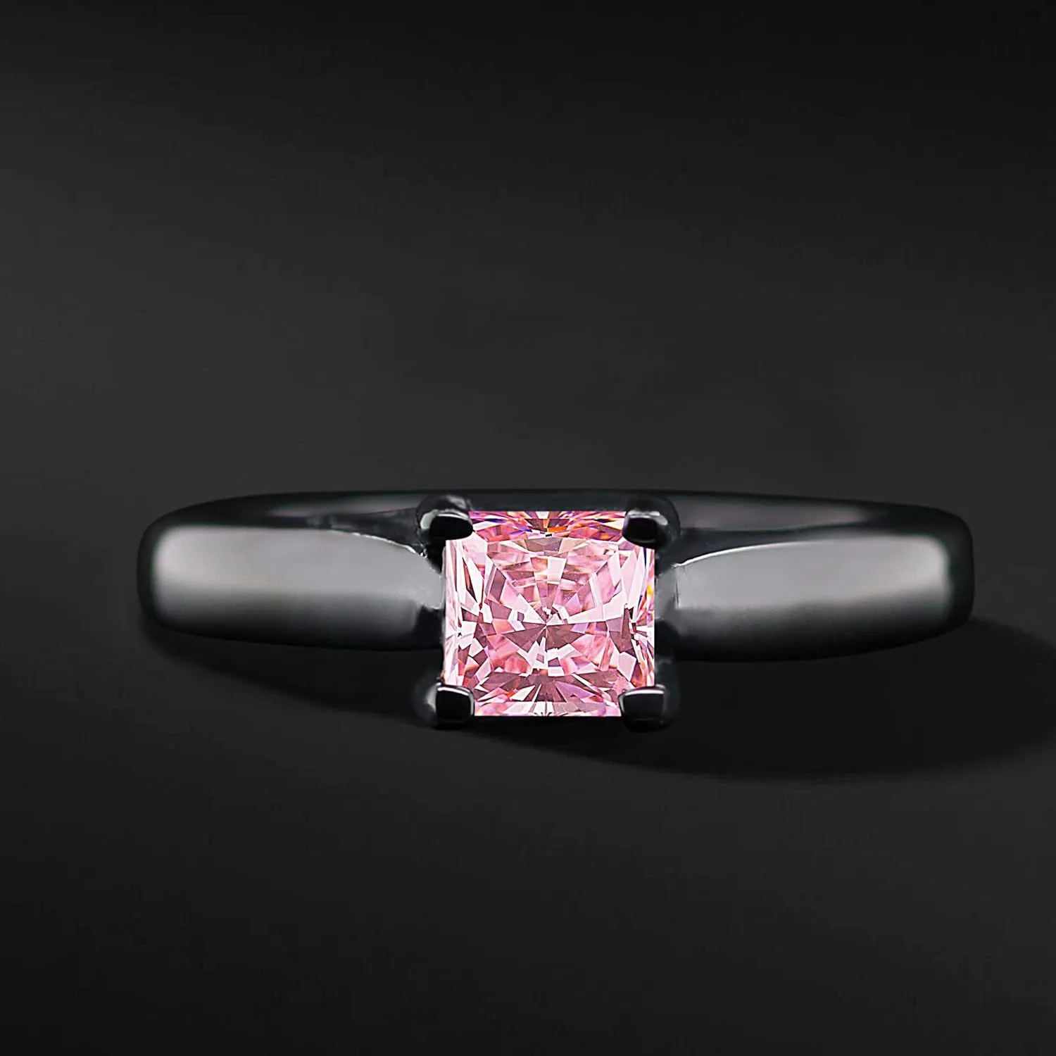Pink Womens Black Camo Wedding Rings Set Stainless Steel Engagement Rings