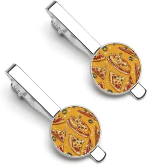 Pizza Tie Clip Tack Pins Cufflinks Necktie Bar Pinch Business Wedding Clothing Accessories for Men Women