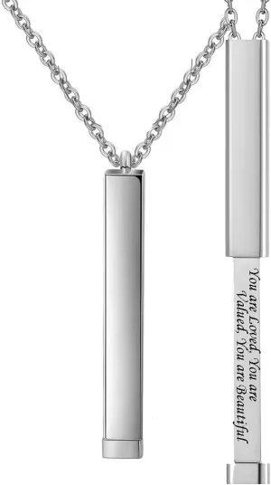 Plumiss Hidden Secret Message Slider Necklace Funny Inspirational Jewelry Gifts for Daughter/Sister/Mom/Friend, Unique Friendship Jewelry, Perfect Birthday Gifts