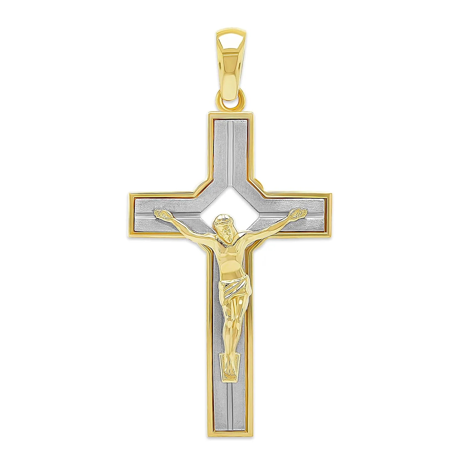 Plus - Luxury Collection - Gold Jesus Cross Pendant - 14 Karat Gold - Baptism - Great Gift for Christening (S)