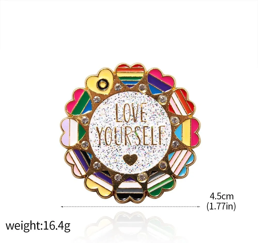 Pride Gay LGBTQ Enamel Pins - Cute Rainbow Heart Badges - Aesthetic Gifts for Girls Teens Women Men