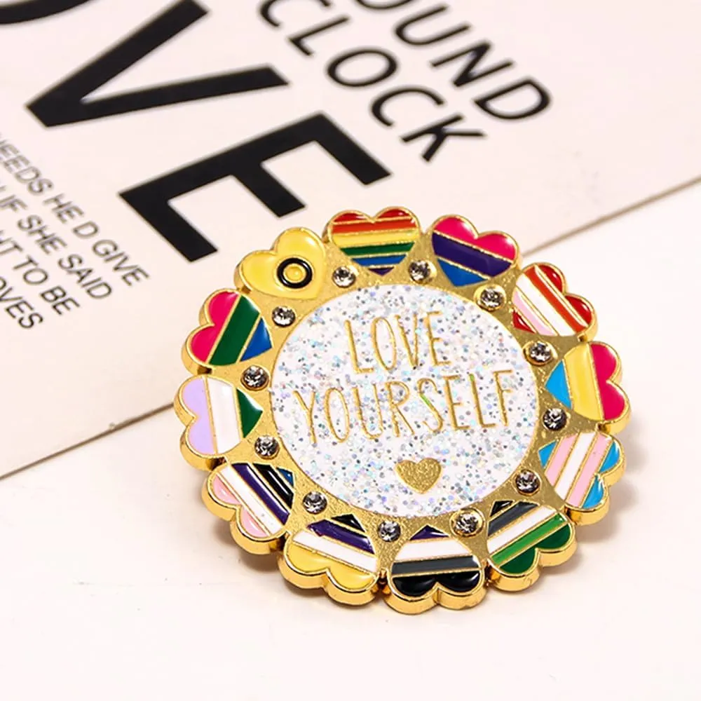 Pride Gay LGBTQ Enamel Pins - Cute Rainbow Heart Badges - Aesthetic Gifts for Girls Teens Women Men