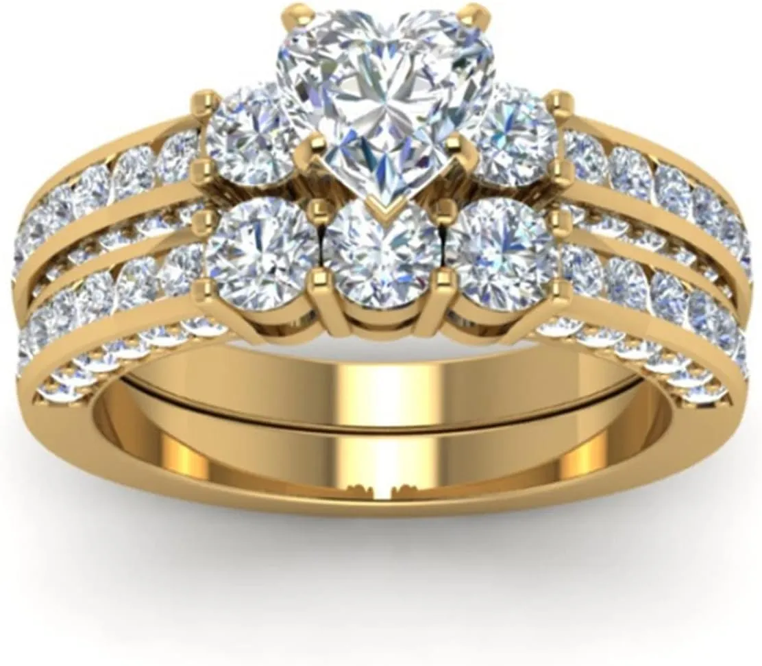 Promise Rings for Men Couples Gold, Cubic Zirconia Wedding Band Unisex Size 5-13, Gold Plated Matching Ring Bands Friendship Gift