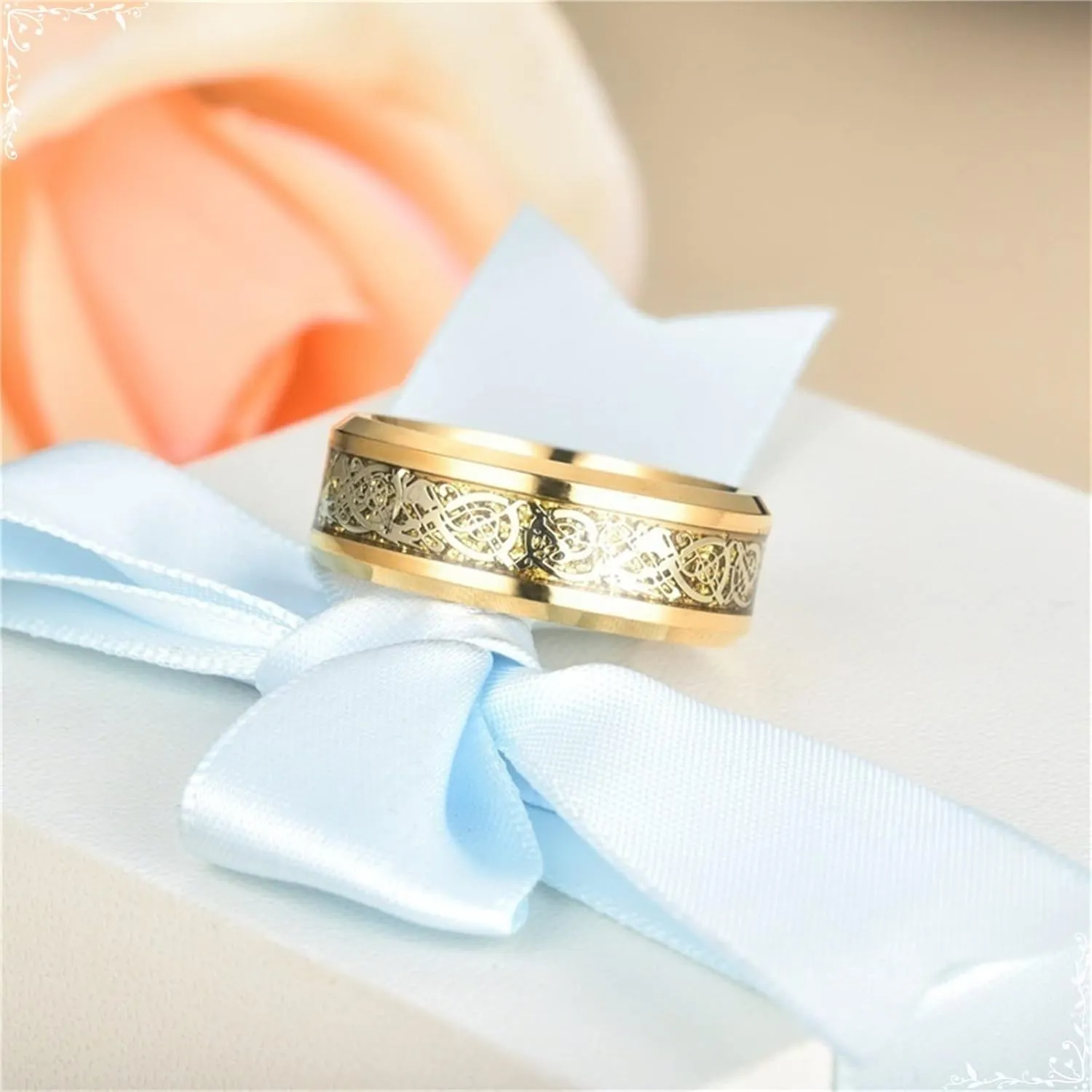 Promise Rings for Men Couples Gold, Cubic Zirconia Wedding Band Unisex Size 5-13, Gold Plated Matching Ring Bands Friendship Gift