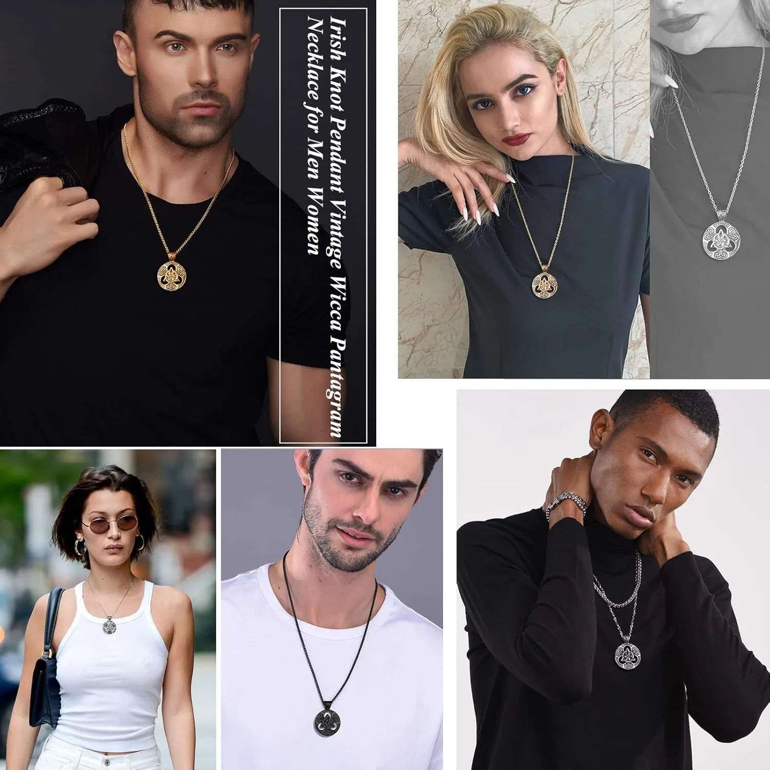 PROSTEEL 316L Stainless Steel Celtic Knot Triquetra Necklace, Irish Christian Cross Pendant Necklace for Men Women, Protection Amulet Jewelry, 22"-24" Adjustable, Come with Box