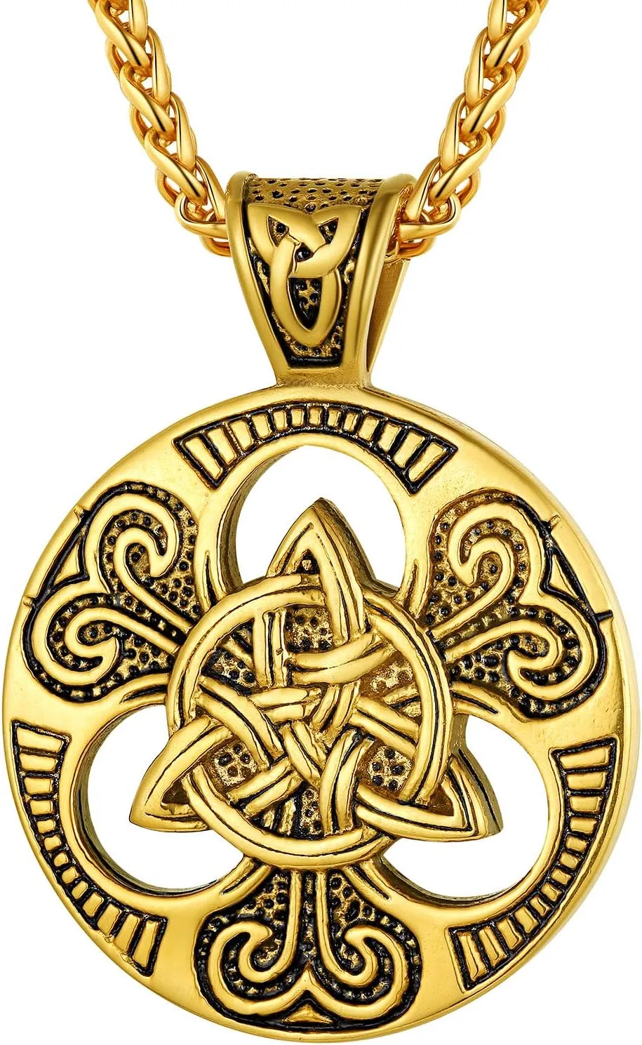 PROSTEEL 316L Stainless Steel Celtic Knot Triquetra Necklace, Irish Christian Cross Pendant Necklace for Men Women, Protection Amulet Jewelry, 22"-24" Adjustable, Come with Box