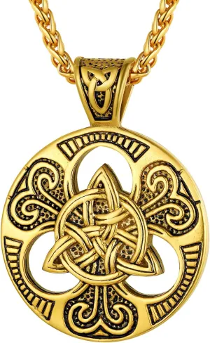 PROSTEEL 316L Stainless Steel Celtic Knot Triquetra Necklace, Irish Christian Cross Pendant Necklace for Men Women, Protection Amulet Jewelry, 22"-24" Adjustable, Come with Box