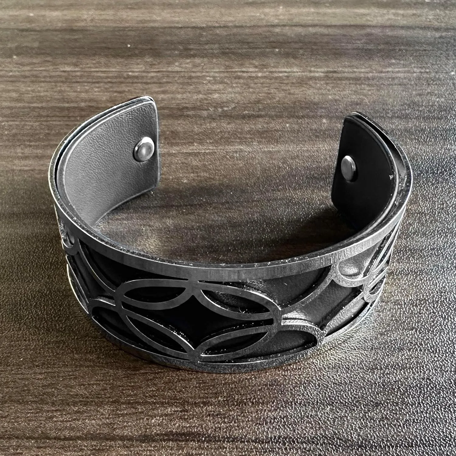 Punk Rock Alloy Geometric Pattern Pu Leather Open Cuff Bracelet