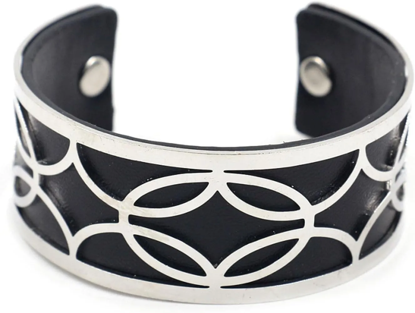 Punk Rock Alloy Geometric Pattern Pu Leather Open Cuff Bracelet