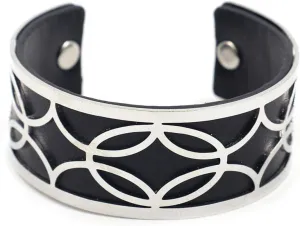 Punk Rock Alloy Geometric Pattern Pu Leather Open Cuff Bracelet