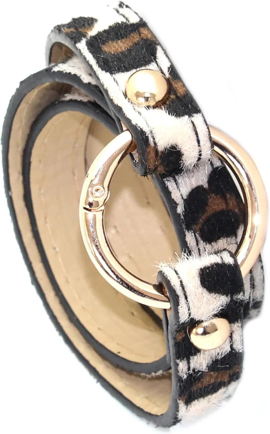 Punk Rock Alloy Hollow Circle Leopard Pattern Multi Layer Pu Leather Cuff Bracelet