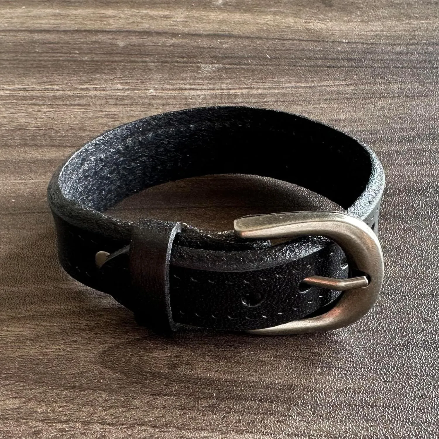 Punk Rock Retro Alloy Belt Buckle Wristband Pu Leather Adjustable Cuff Bracelet