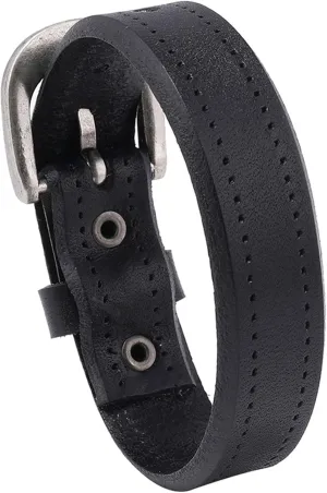Punk Rock Retro Alloy Belt Buckle Wristband Pu Leather Adjustable Cuff Bracelet
