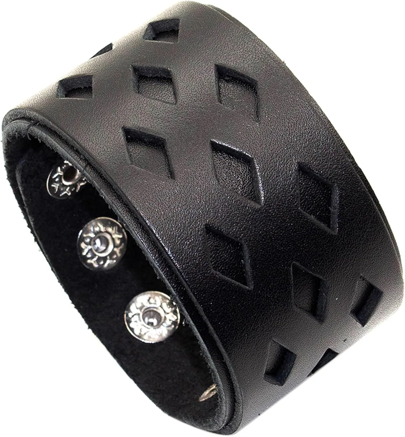 Punk Rock Retro Metal Buckle Wristband Multi Layer Wide Pu Leather Cuff Bracelet
