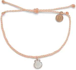 Pura Vida Silver or Rose Gold Real Shell Bracelet - 100% Waterproof, Adjustable Band - Plated Brand Charm