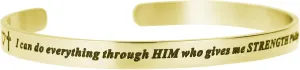 Qina C. I Can Do Everything Through Him Who Gives Me Strength Adjustable Cuff Bracelet Wristband Bangle