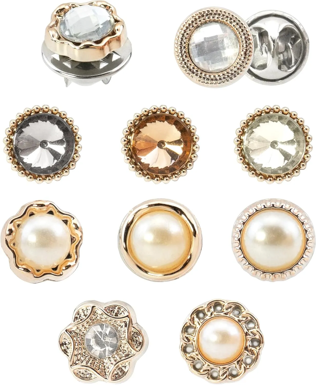 Quacc 10 PCS Women Shirt Brooch Buttons Blouse Modesty Pins Cover Up Brooch Lapel Pins Safety Button Prevent Accidental Exposure Decorative Pins for DIY Bag Cardigan Dress Clothes