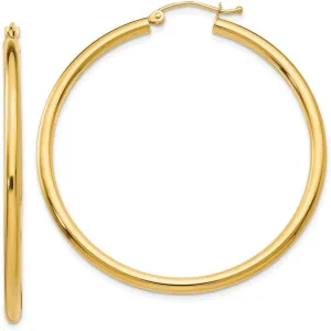 Real 14k Yellow Gold 2.5mm Tube Hoop Earrings