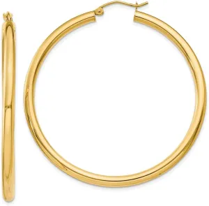 Real 14k Yellow Gold 3mm Tube Hoop Earrings