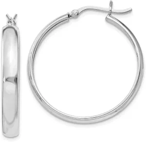 Real 925 Sterling Silver 4mm x 30 Hoop Earrings - 26mm x 4mm